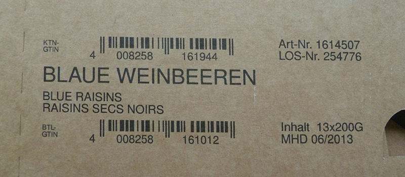 Coding of cardboard boxes in the foodstuffs industry - brown box - REA JET HR