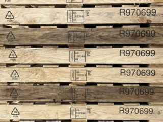 stack of marked pallets