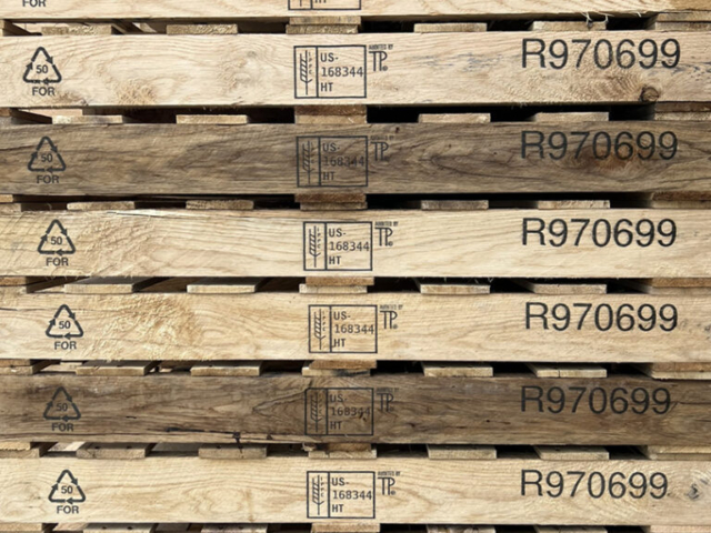 stack of marked pallets