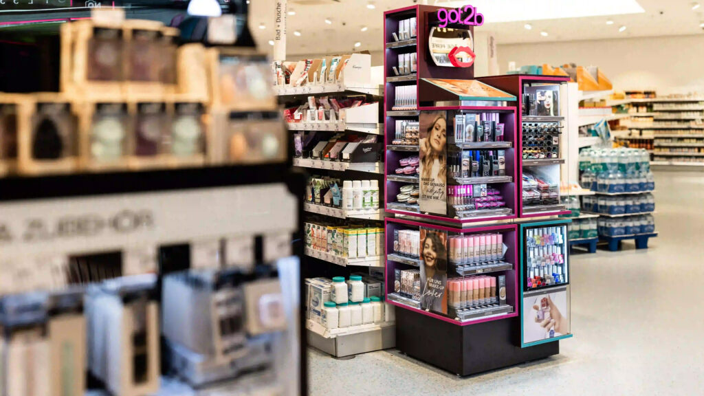 Retail display of newly launched CPG products during in-store activation campaign