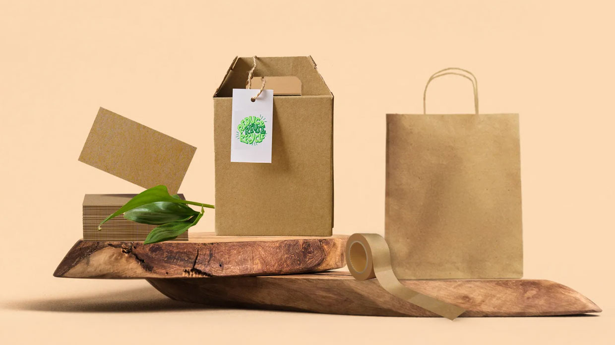 Recyclable packaging materials compatible with eco-friendly inks used in sustainable inkjet coding and marking.