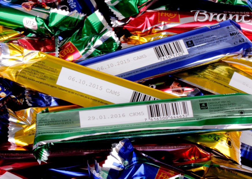 Food packaging date codes showing production dates and lot information 